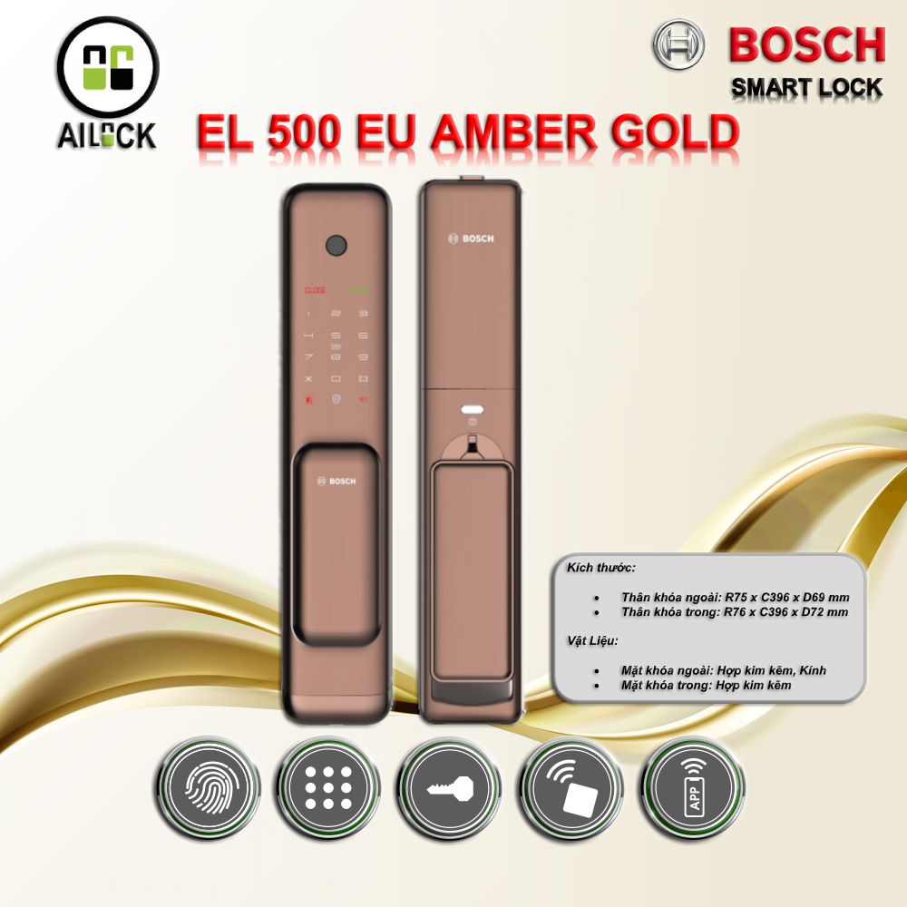 Khóa Cửa Vân Tay BOSCH EL500 EU AMBER GOLD