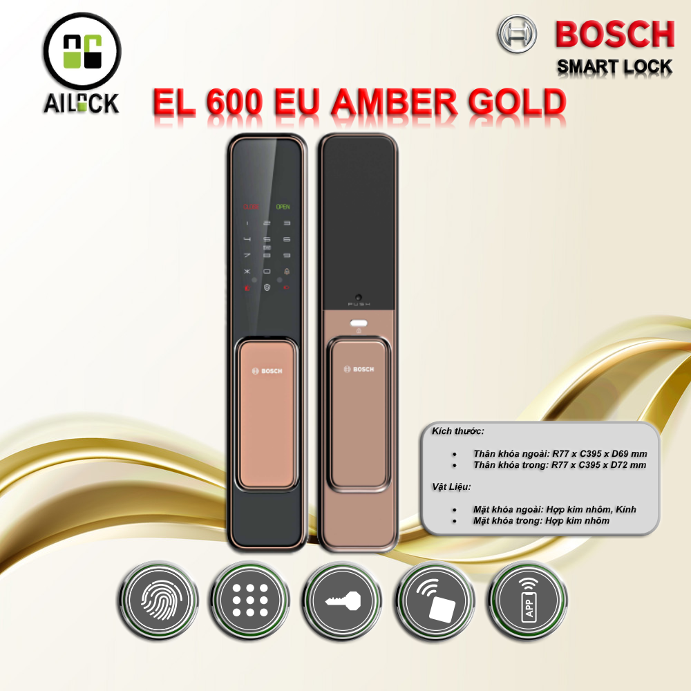 Khóa vân tay BOSCH EL 600 EU AMBER GOLD -APP