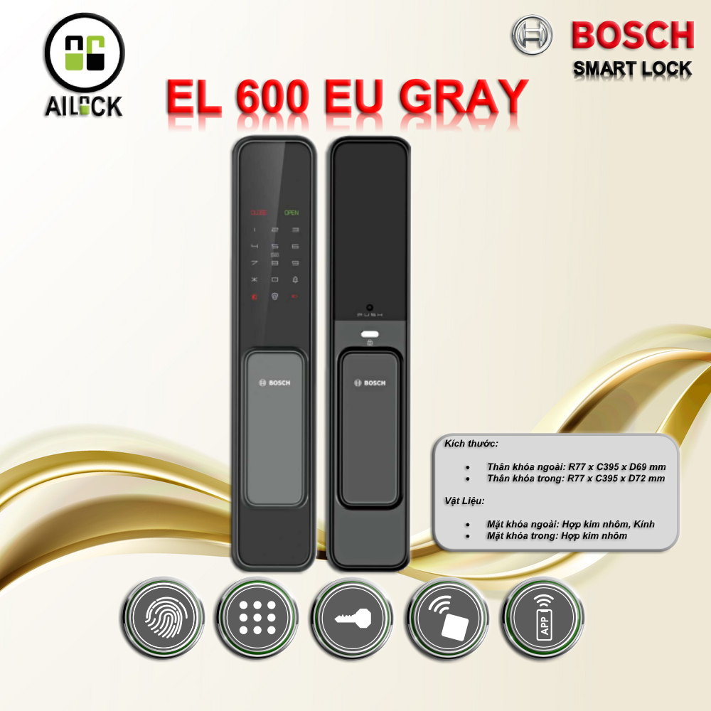 Khóa Cửa Vân Tay BOSCH EL 600 EU GRAY