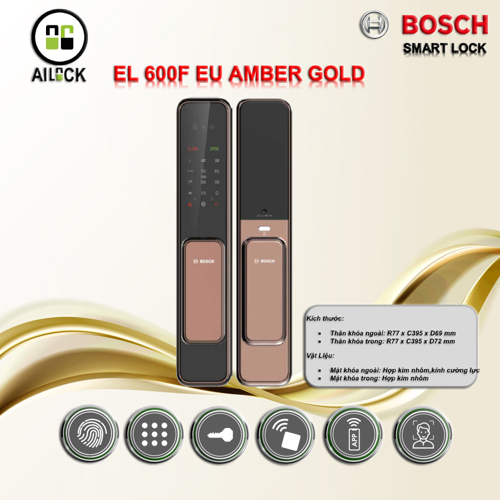 Khóa Cửa Vân Tay BOSCH EL600F EU AMBER GOLD