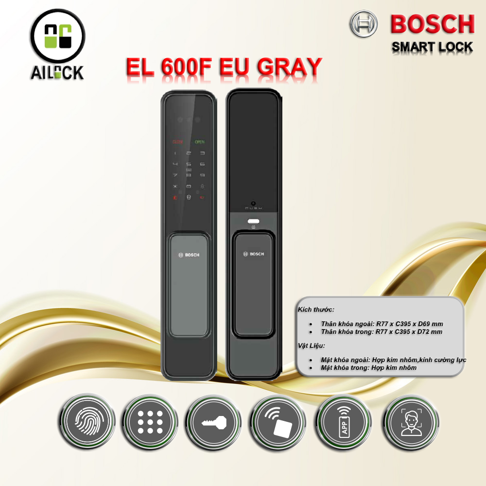 Khóa Cửa Vân Tay BOSCH EL600F EU GRAY