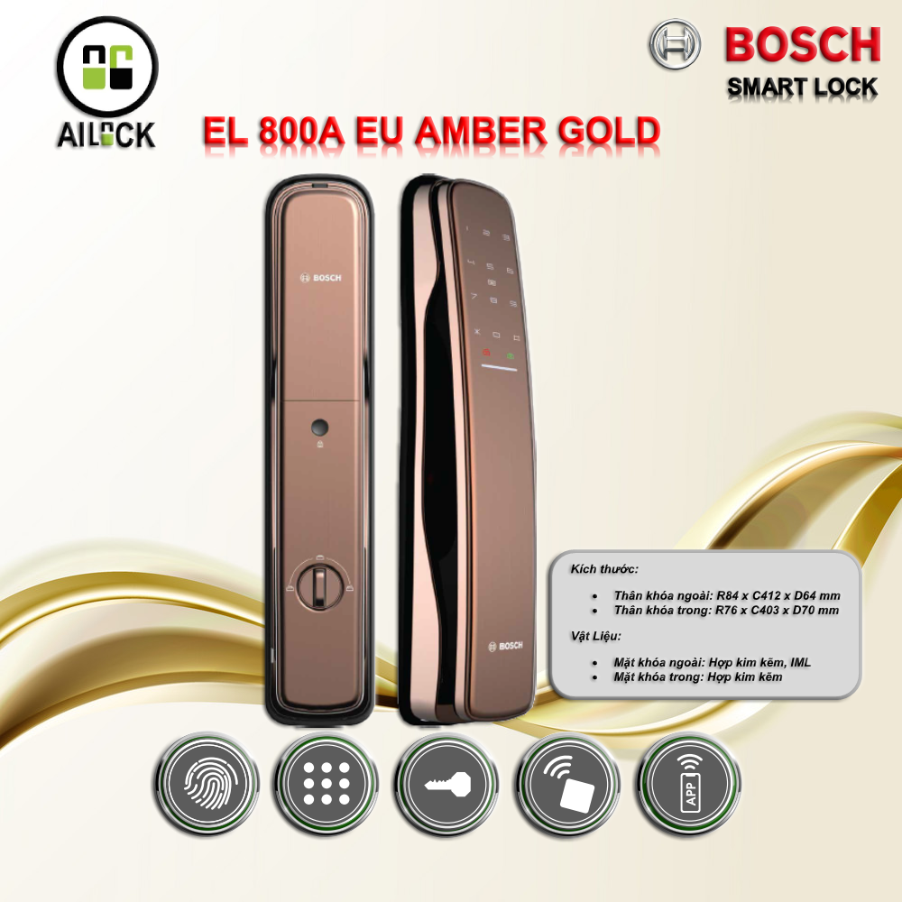 Khóa cửa vân tay BOSCH EL 800A EU AMBER GOLD