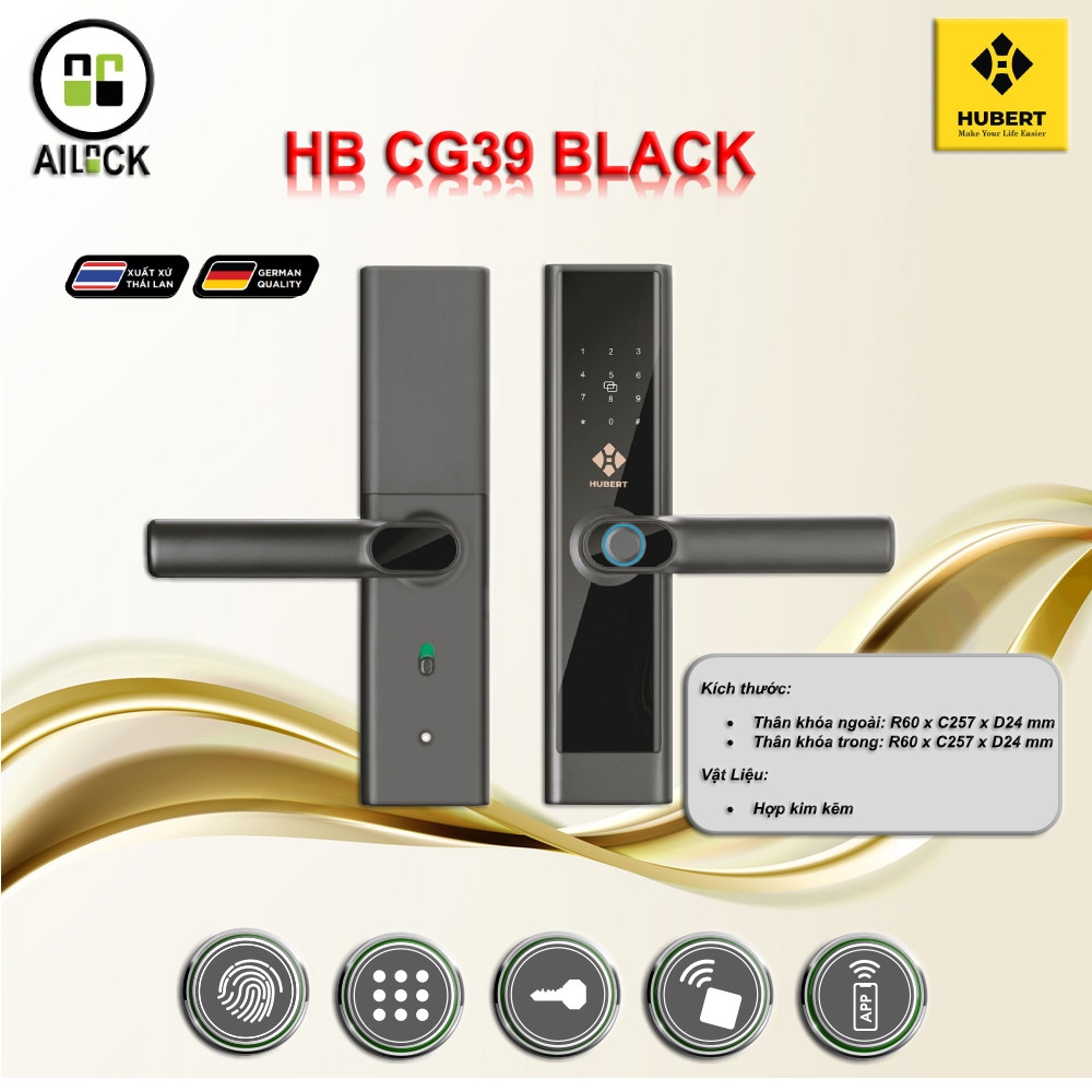 Khóa Điện Tử HUBERT HB CG39 Black