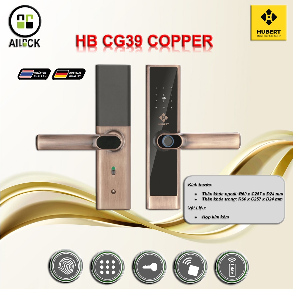 Khóa Điện Tử HUBERT HB CG39 Copper