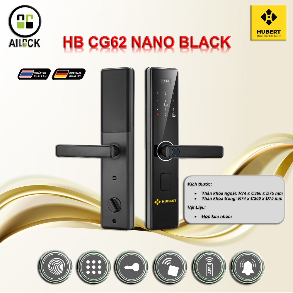 Khóa Điện Tử HUBERT HB CG62 NANO BLACK