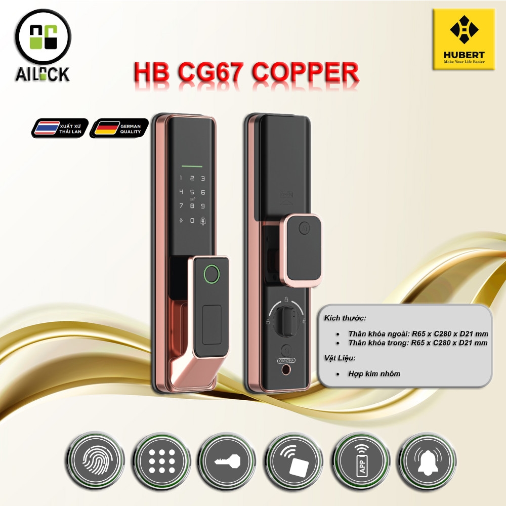 Khóa Điện Tử HUBERT HB CG67 COPPER