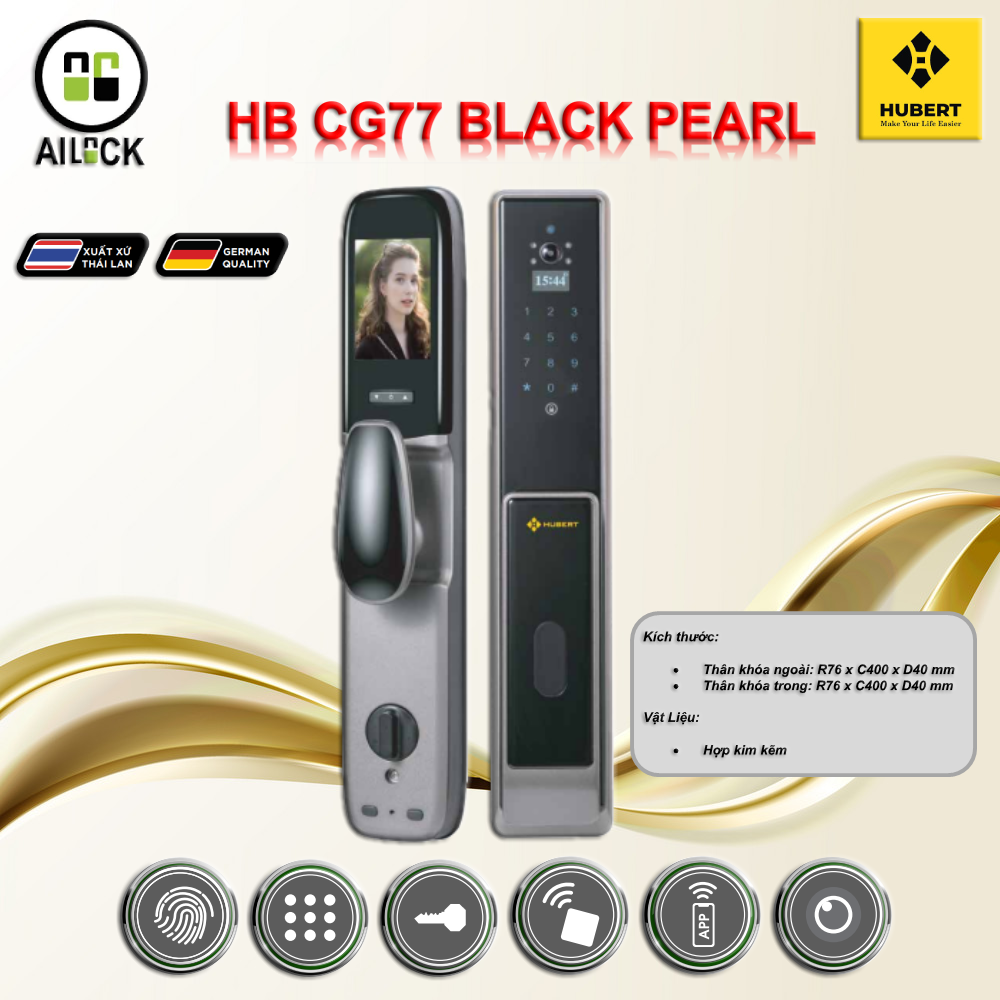 Khóa Điện Tử HUBERT HB CG77 Black Pear