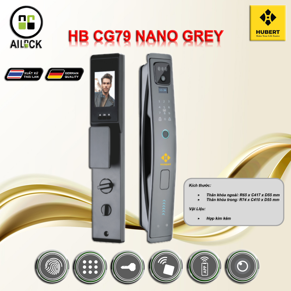 Khóa Điện Tử HUBERT HB CG79 Nano Grey