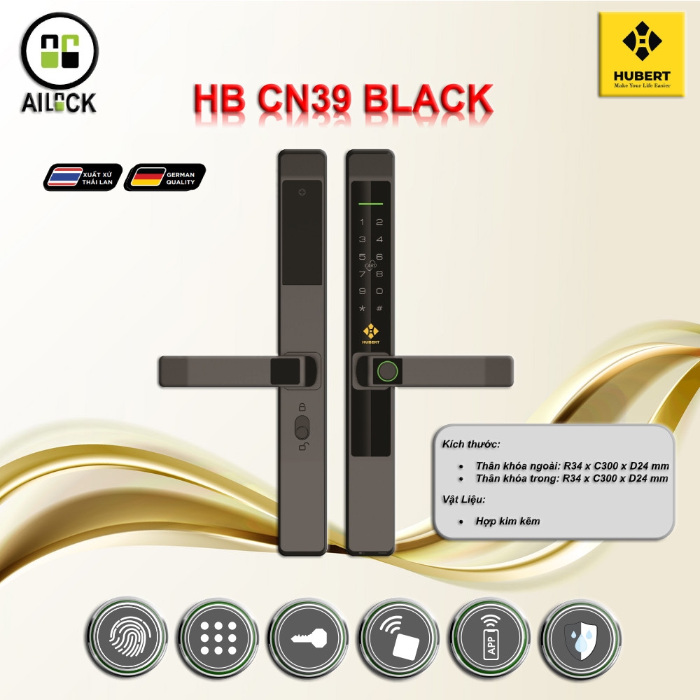 Khóa Điện Tử HUBERT HB CN39 Black