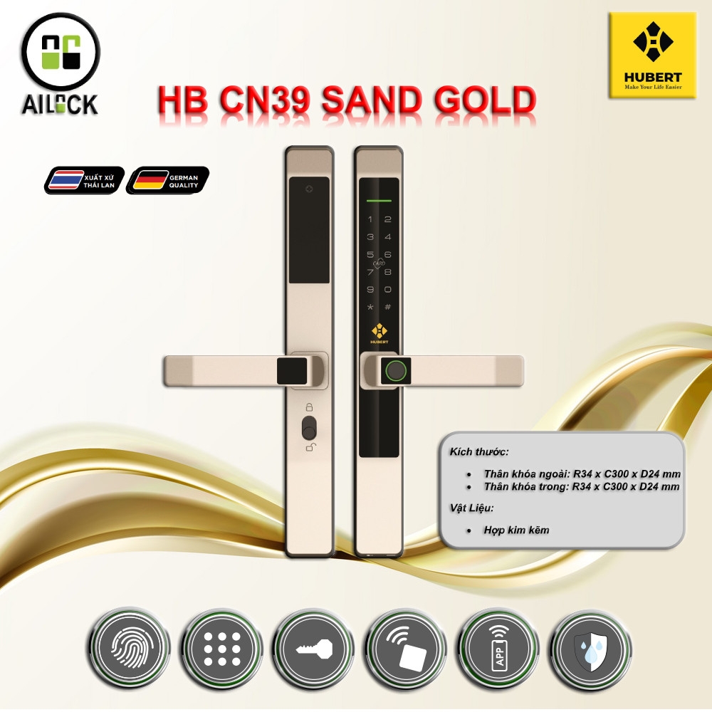 Khóa Điện Tử HUBERT HB CN39 Sand Gold