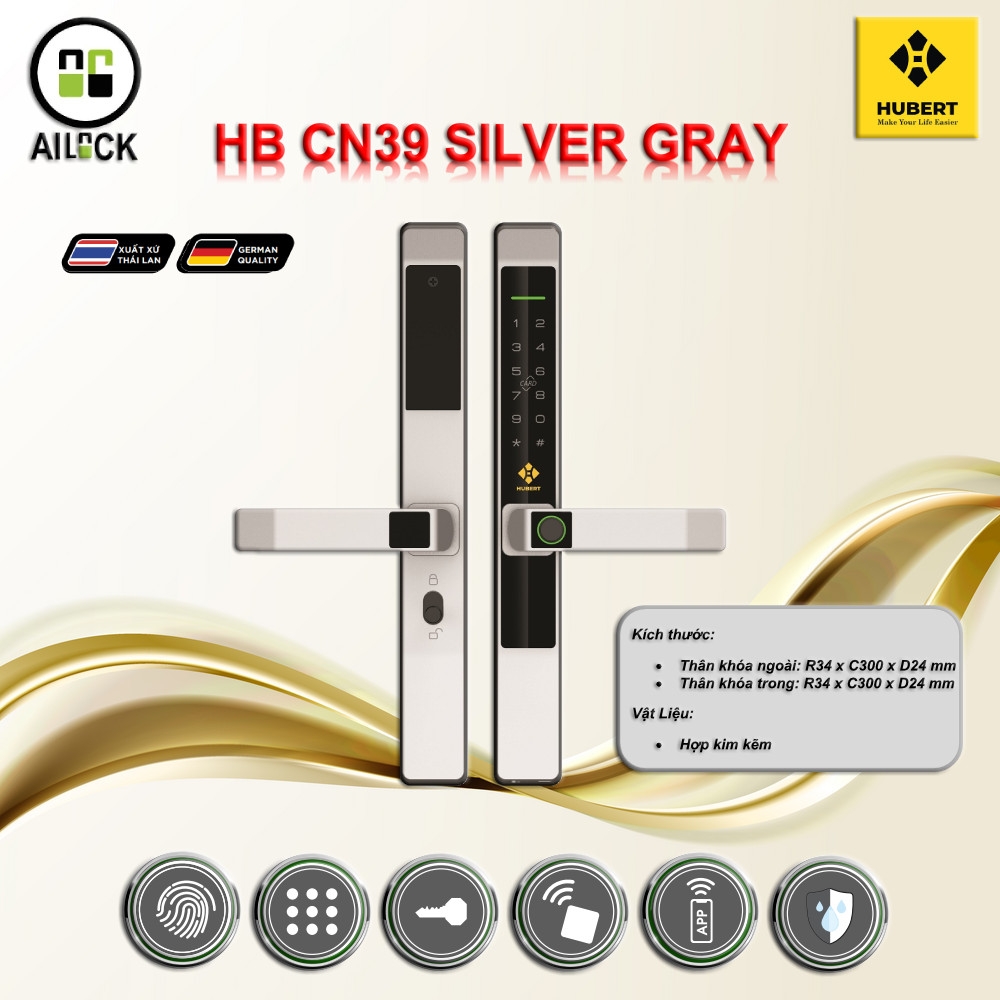 Khóa Điện Tử HUBERT HB CN39 Gray