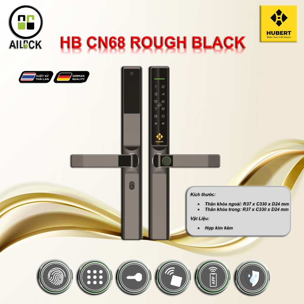 Khóa Điện Tử HUBERT HB CN68 Rough Black