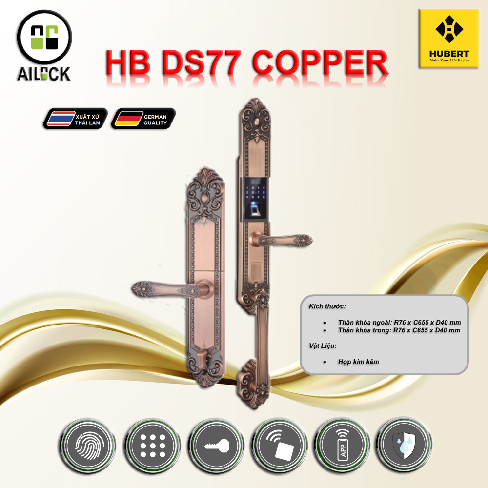 Khóa Điện Tử Hubert HB DS77 Copper