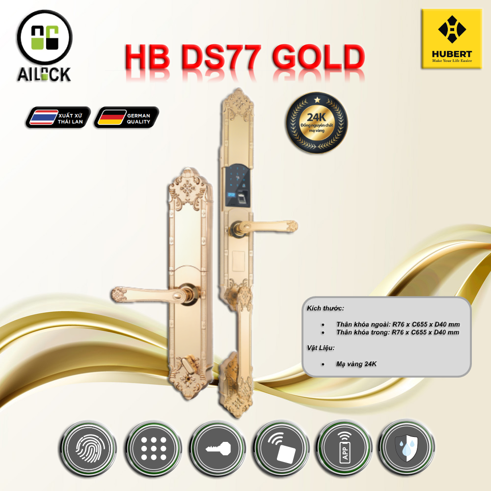 Khóa Điện Tử Hubert HB DS77 Gold