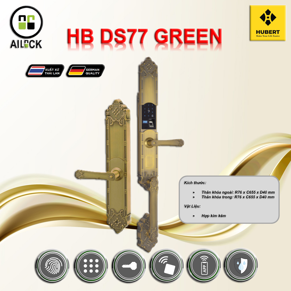 Khóa Điện Tử Hubert HB DS77 Green