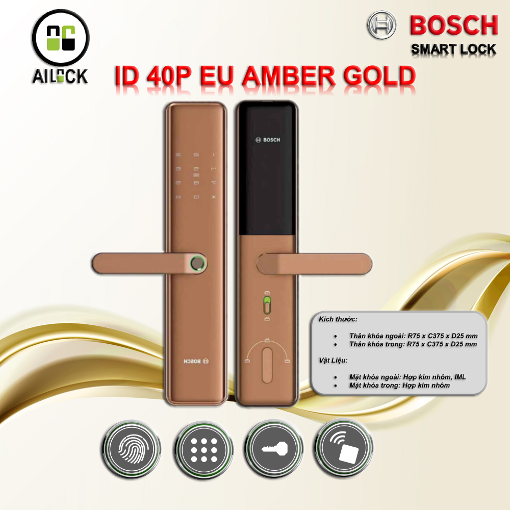 Khóa Cửa Vân Tay BOSCH ID 40P EU AMBER GOLD