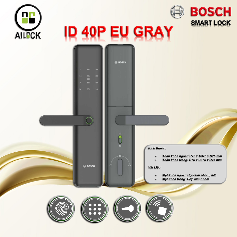 Khóa Cửa Vân Tay BOSCH ID 40P EU GRAY