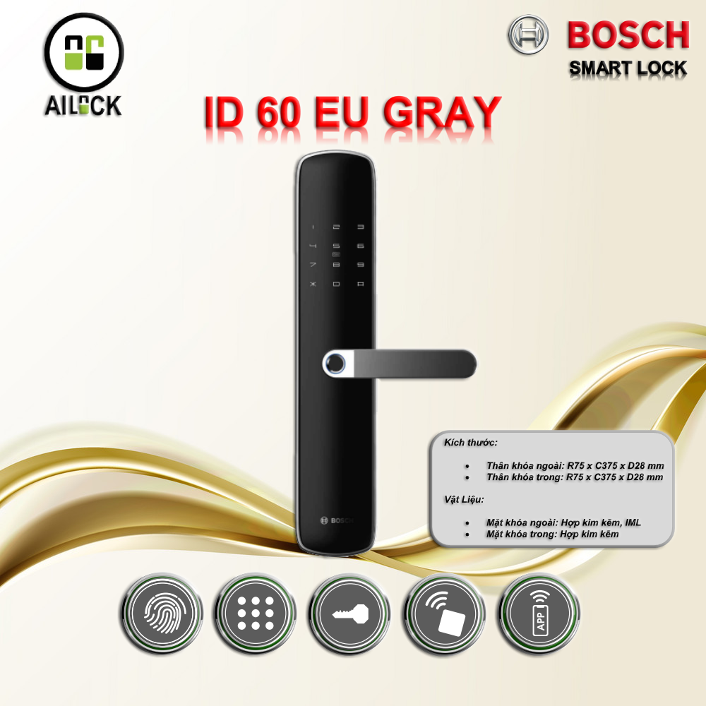 Khóa Cửa Vân Tay BOSCH ID 60 EU GRAY APP