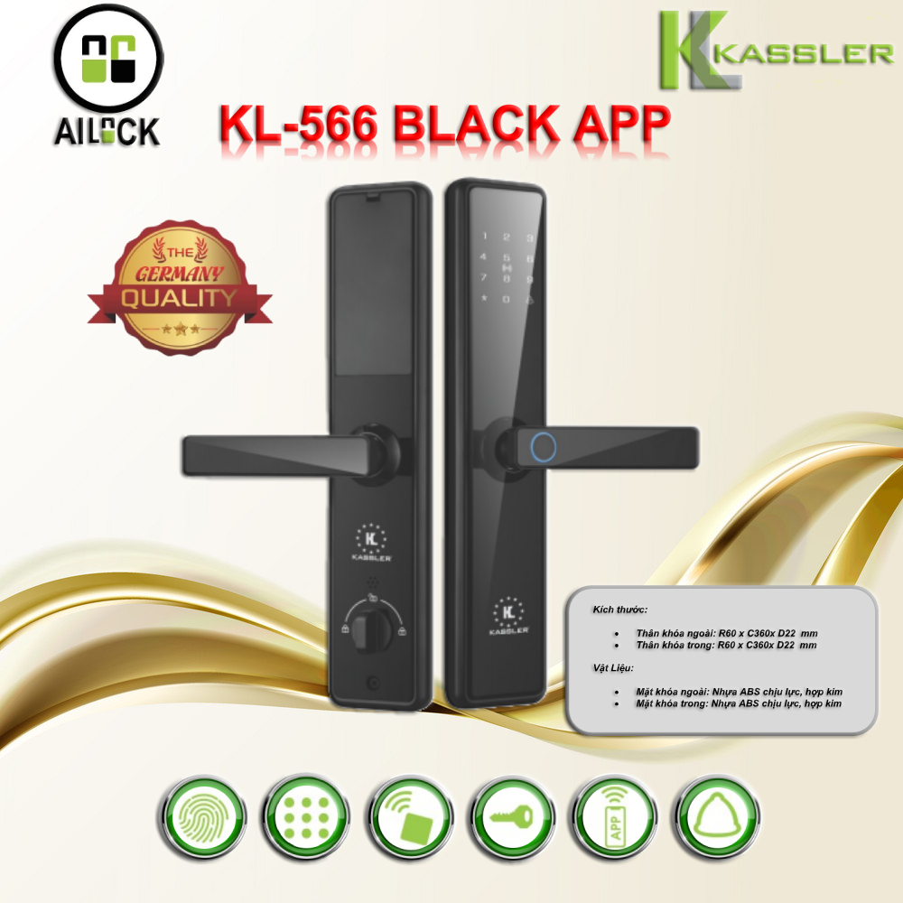 Khóa điện tử Kassler KL-566 BLACK APP