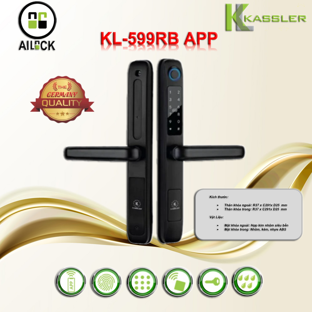 Khóa Vân Tay Cửa Nhôm Kassler KL-599RB-APP