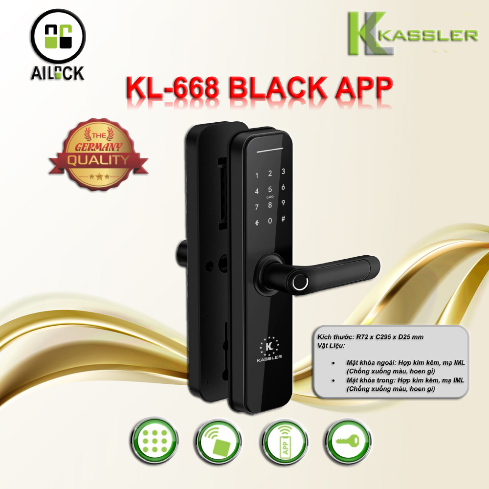 Khóa điện tử Kassler KL-668 BLACK APP