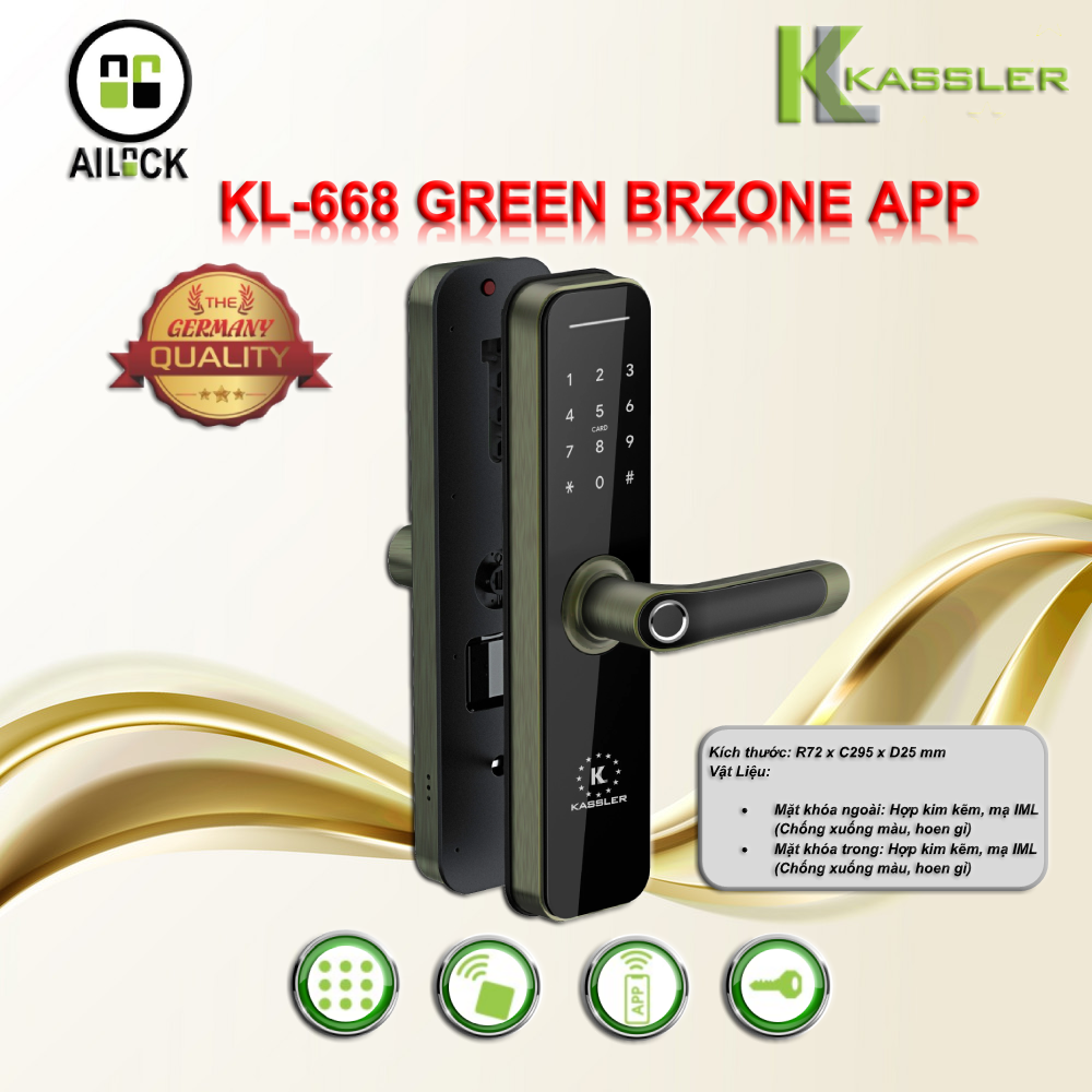 Khóa điện tử Kassler KL-668 GREEN BRONZE APP