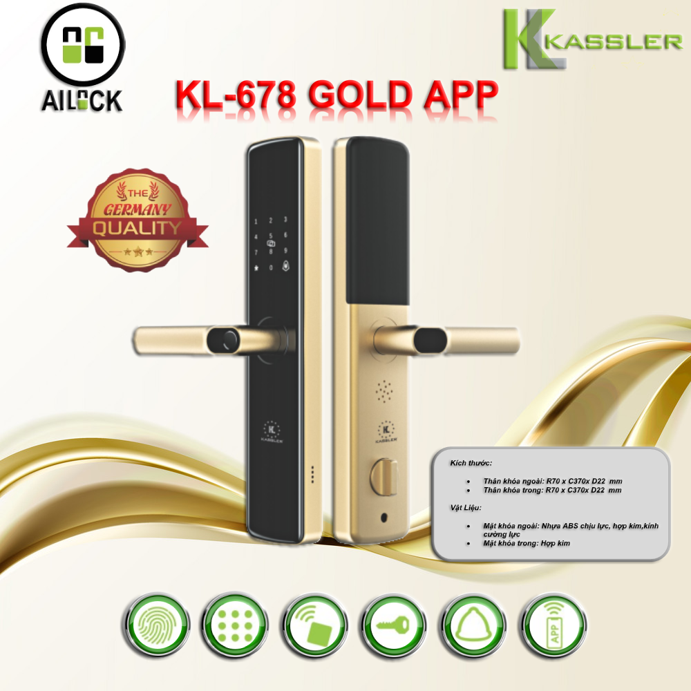 Khóa điện tử Kassler KL-678 GOLD APP