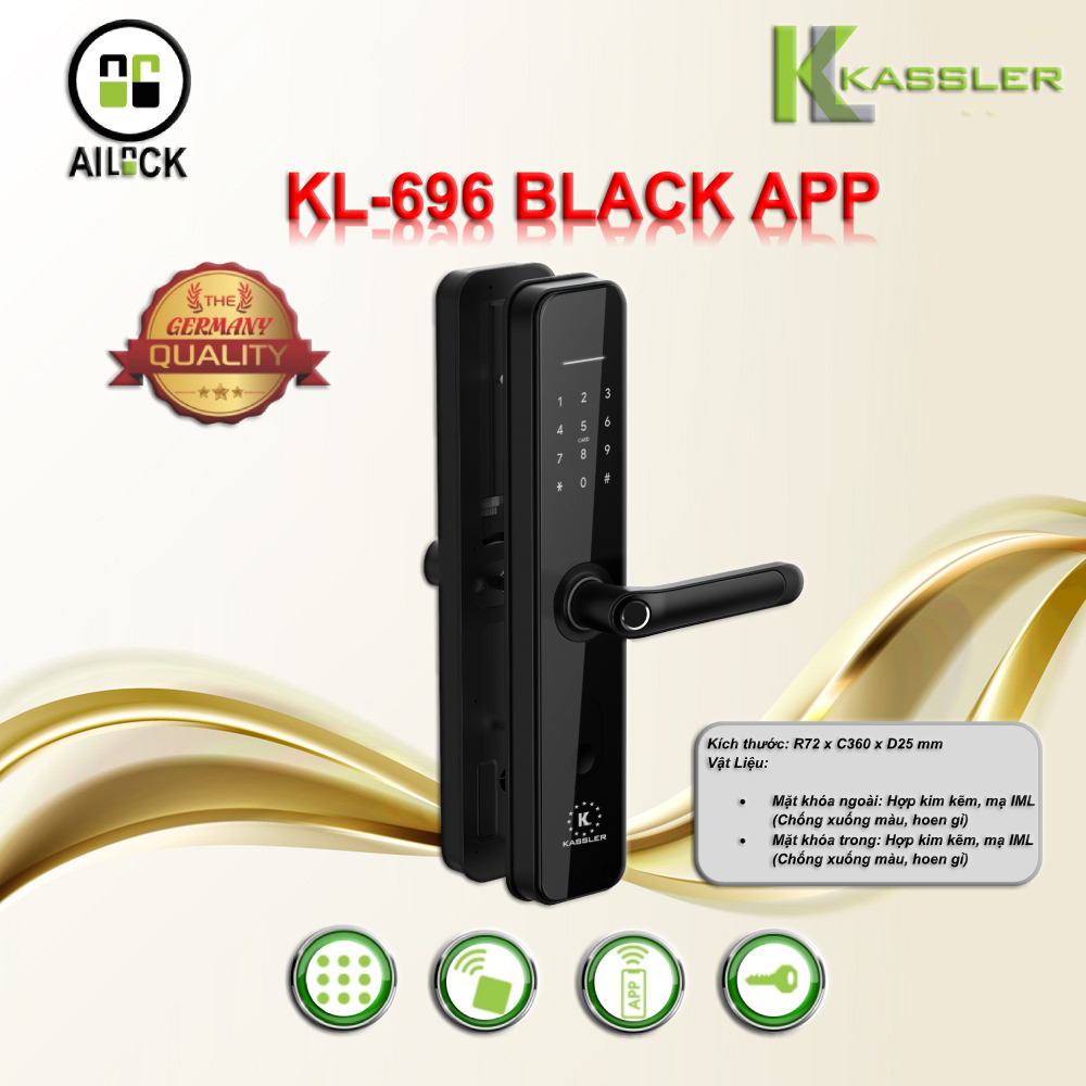 Khóa điện tử Kassler KL-696 BLACK APP