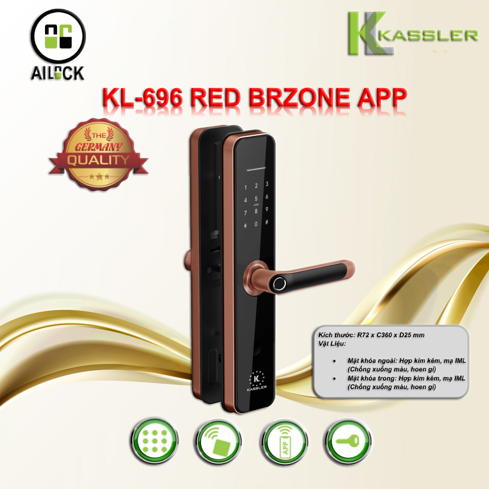 Khóa điện tử Kassler KL-696 RED BRONZE APP