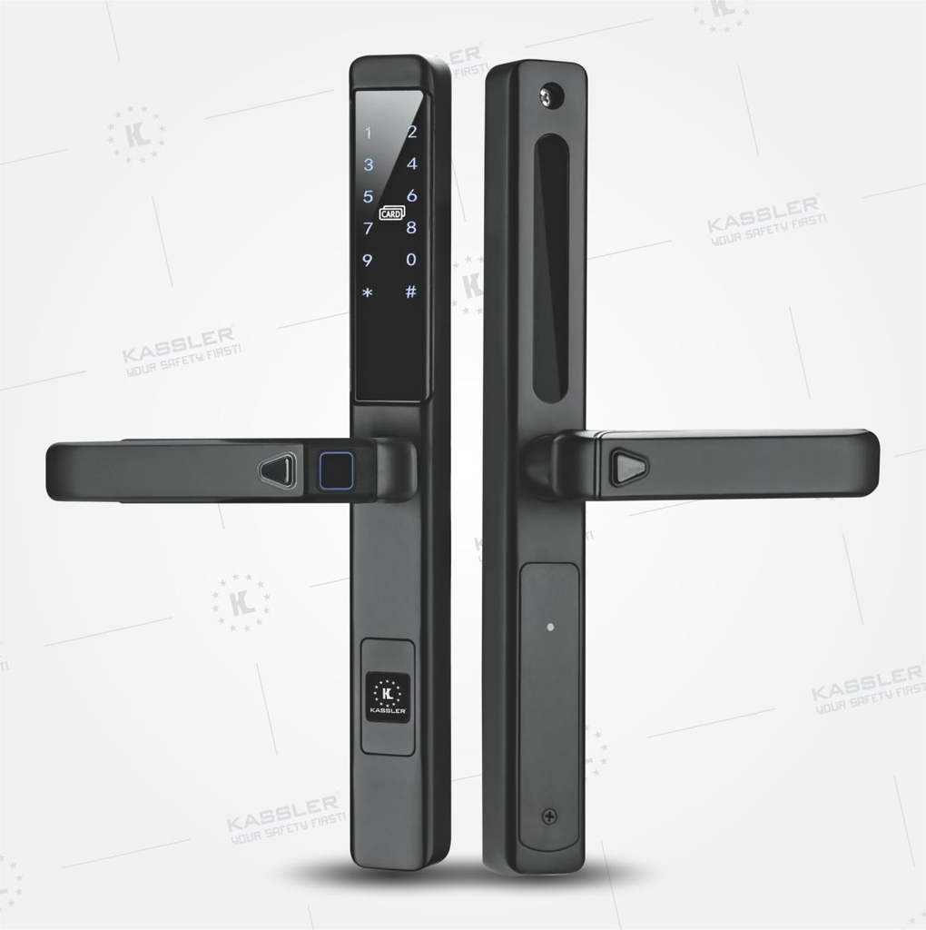 Khóa Vân Tay Cửa Nhôm, Cửa Sắt Kassler KL-599LX BLACK-APP-REMOTE
