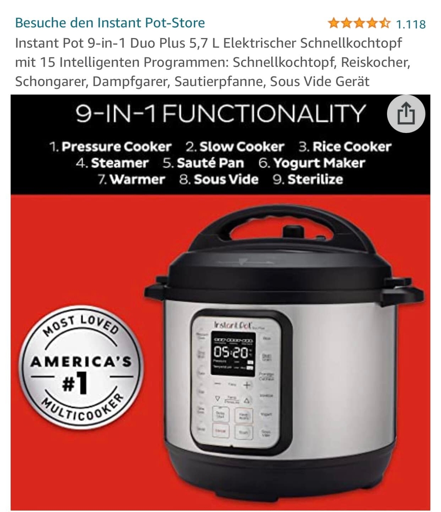 Nồi áp suất điện Instant Pot Duo plus 9in1