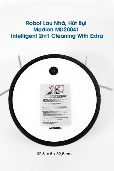 Robot Hút Bụi Lau Nhà công nghệ cao thế hệ mới Medion MD20041 Intelligent 2in1 Cleaning With Extra Power