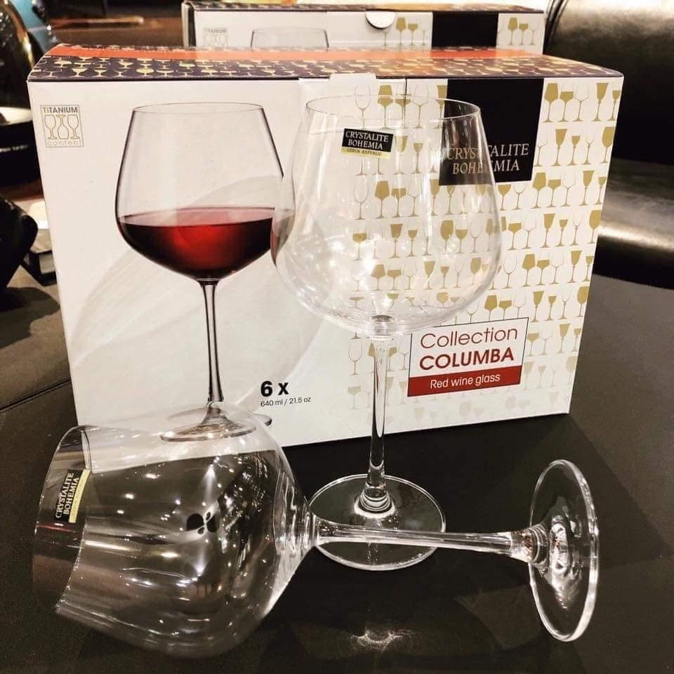 Set 6 ly rượu vang Bohemia Columba (640mL dáng bầu)