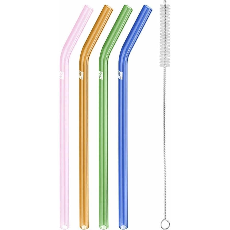 Set 4 ống hút thuỷ tinh màu sắc Zwilling Sorrento kèm chổi Tài Trang Hàng  Đức
