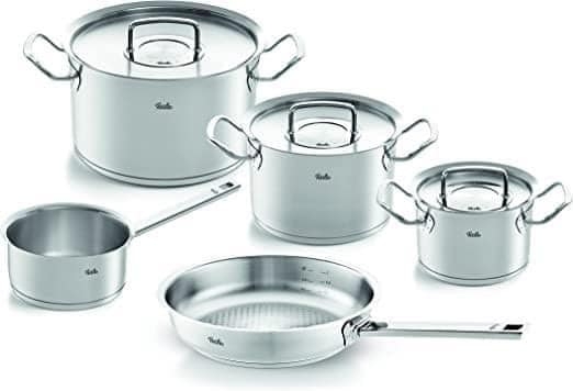 Bộ Nồi Fissler profi set 5 vung thép siêu cao cấp kèm quánh và chảo made in Germany