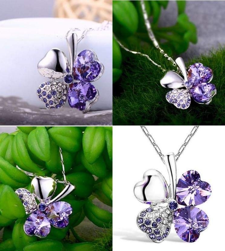 Dây chuyền cỏ 4 lá màu rose nhạt