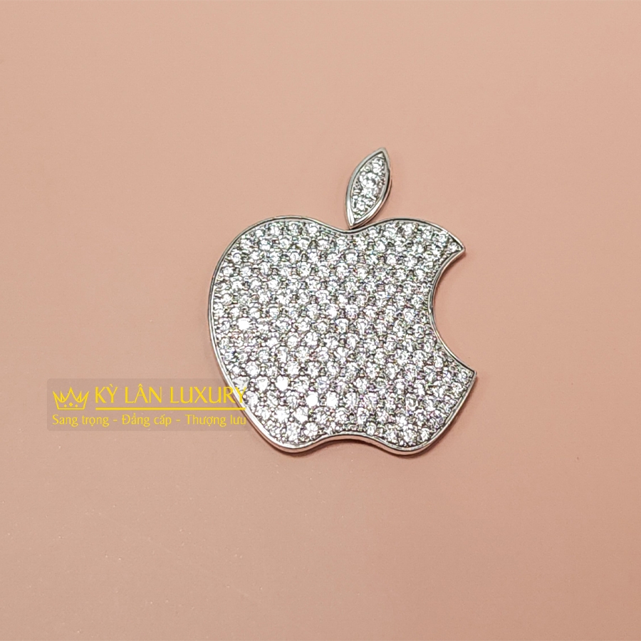 Logo iphone vàng trắng đính full kim cương | Kỳ Lân Luxury