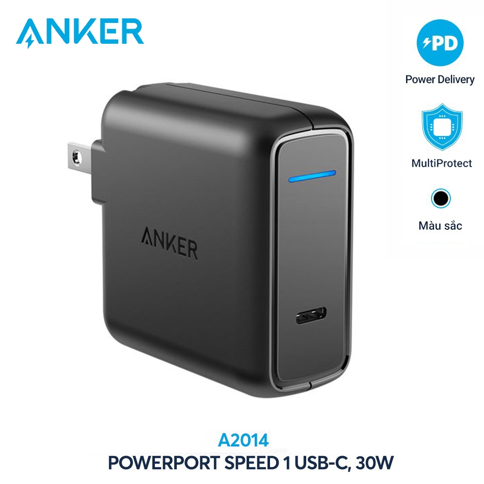 Cốc sạc adapter Anker A2014 chuẩn PD công suất 30W to USB Type C