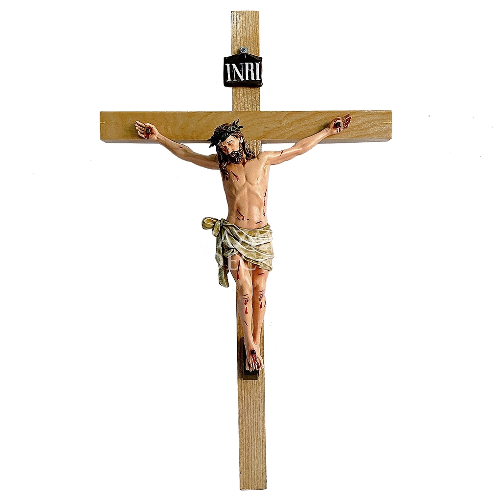 Tượng Chúa Chịu Nạn 30cm có Thánh Giá Gỗ 60cm - Bazaar Decor