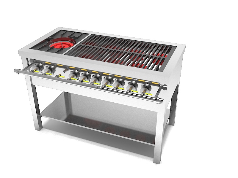 Bếp ga 1200mm/ 1 họng to 6 họng nhỏ