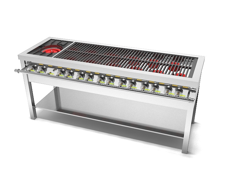 Bếp ga 1800mm/ 1 họng to 12 họng nhỏ