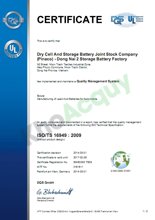 Ắc quy Đồng Nai Pinaco 12V 60AH CMF DIN60 | G7Auto.vn