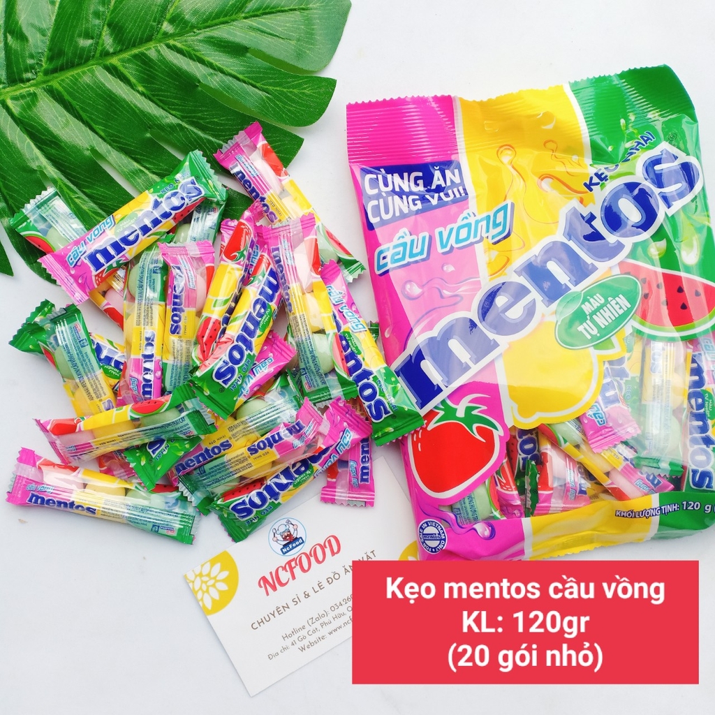 Kẹo Mentos Cầu Vồng Hương Trái Cây Hỗn Hợp 120gr (20 gói nhỏ) - Kẹo Nhai