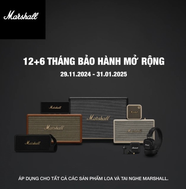 Đặc quyền bảo hành 18 tháng khi mua Marshall chính hãng tại Đại Nam Sky Muisc