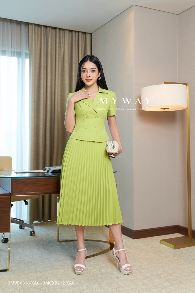 Chân váy xòe xếp ly công sở CV04-34 | Thời trang công sở K&K Fashion