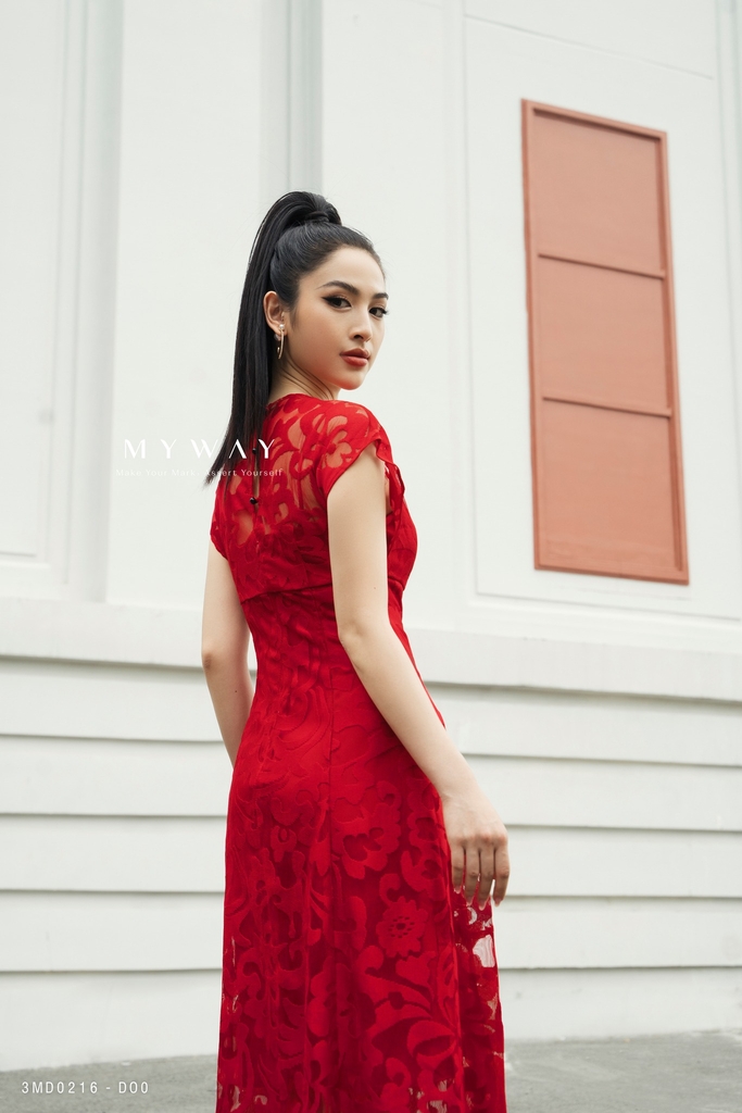 Váy dự tiệc lệch vai nhún eo - Dương Fashion