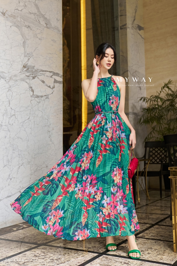 2 kiểu) Đầm maxi dài xếp ly dáng yếm | My Way Fashion || Thời ...