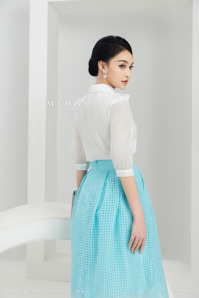 Chân váy dài sọc caro - sakurafashion.vn