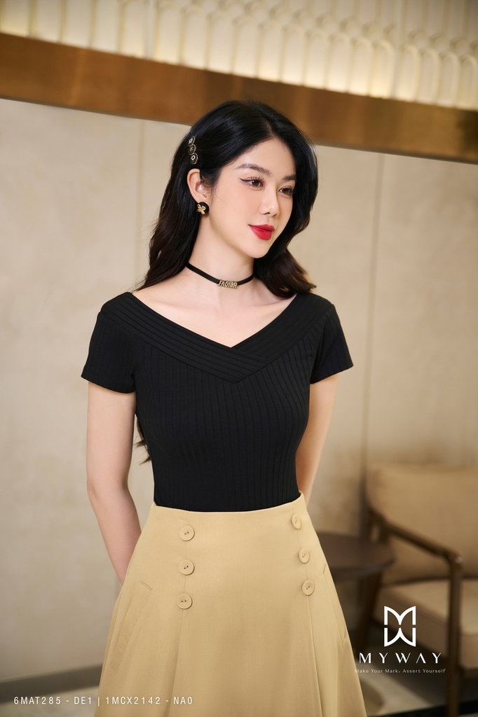 Chân váy midi cạp chun (990)