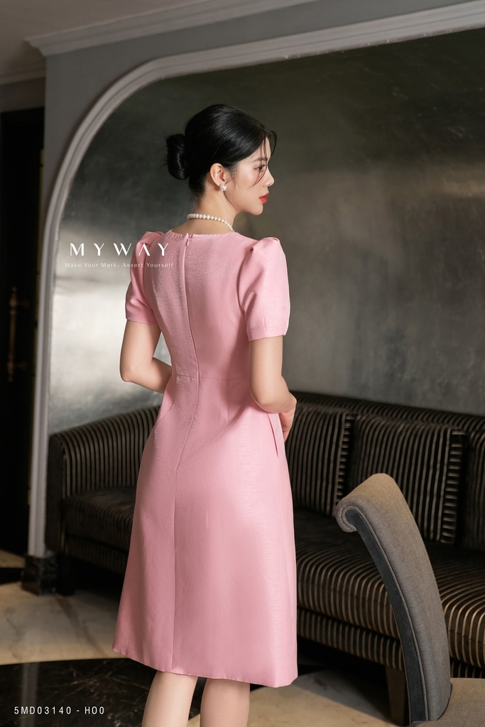 Váy thun suông ngắn phối màu hồng | Váy Công Sở